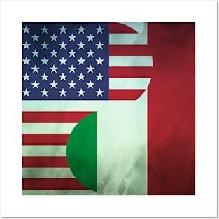 USA Italy Dual Yin Yang Flag Posters and Art